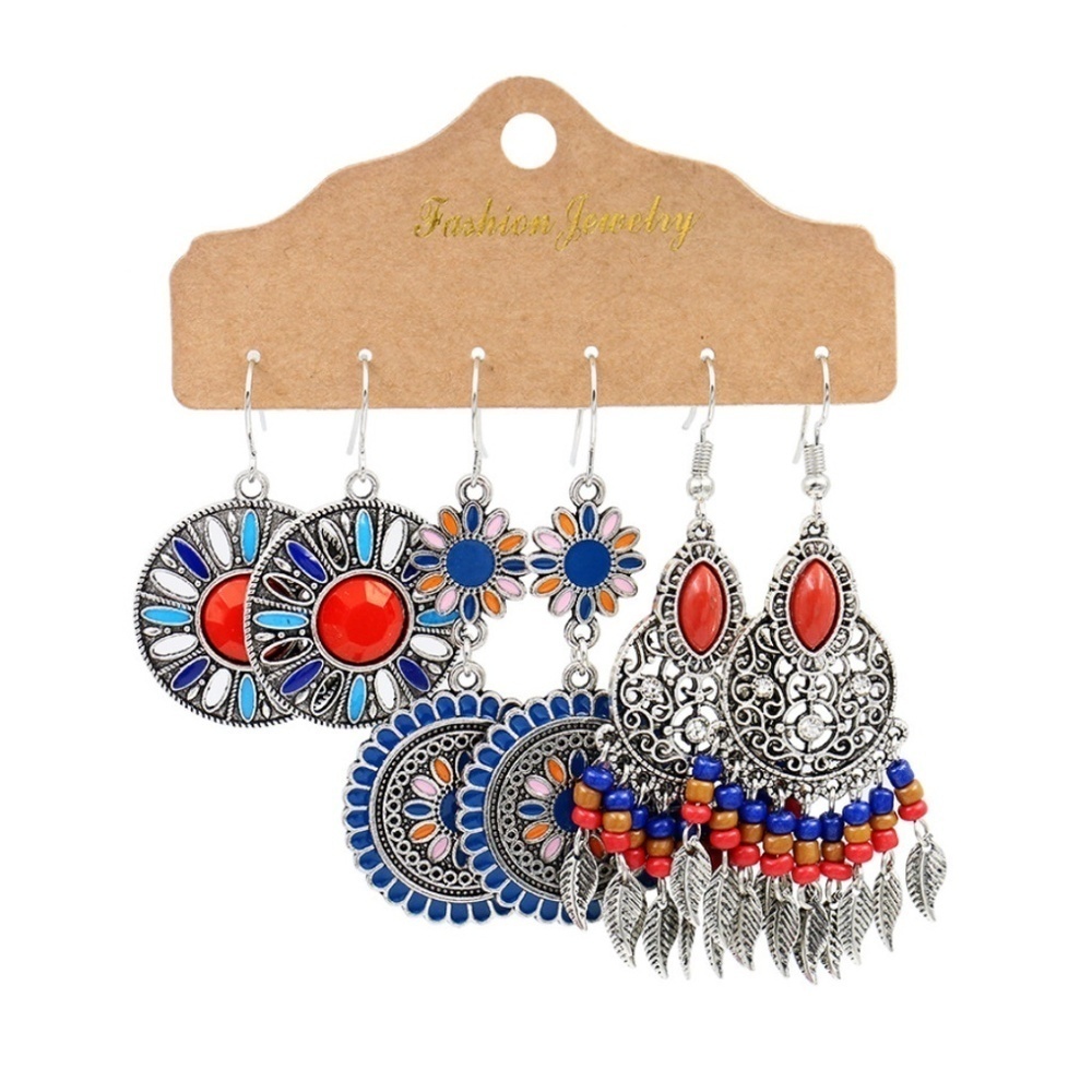 Blue Orange Boho Earring Set - Picture 1 of 1